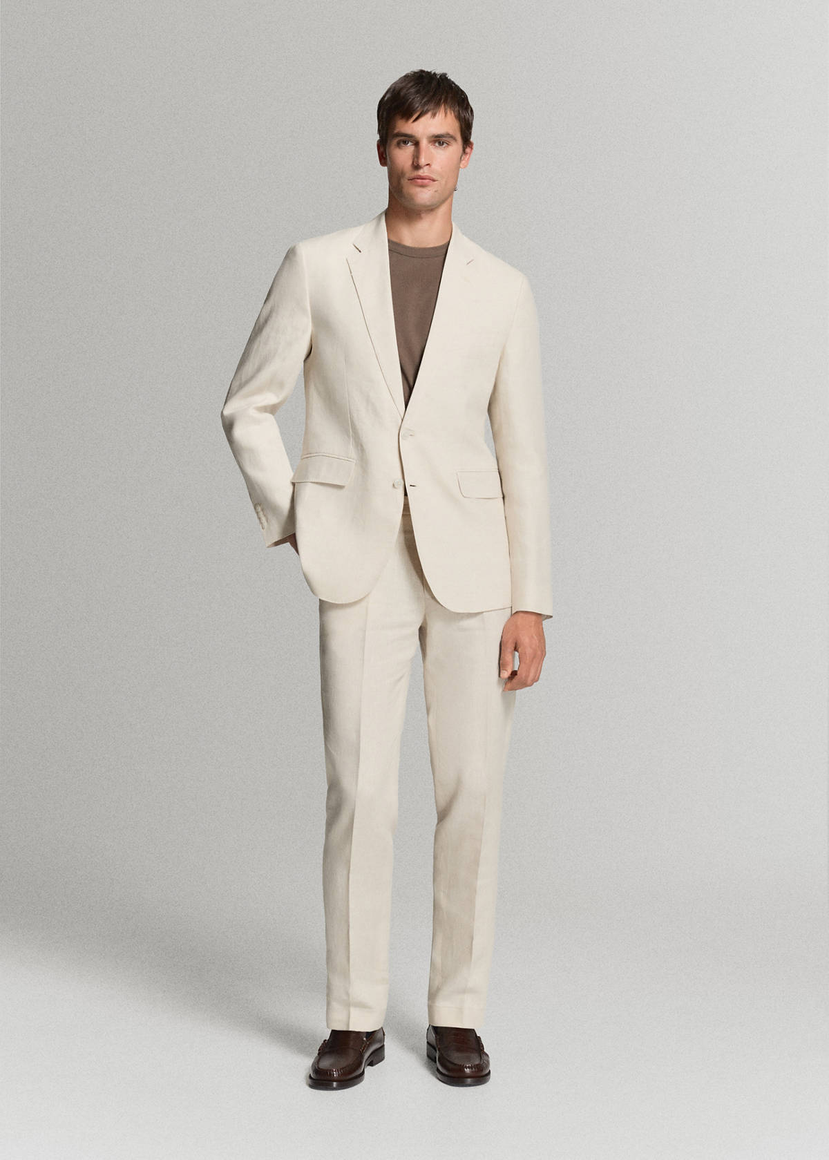 Amalfi 100% linen slim-fit suit jacket — Ecru