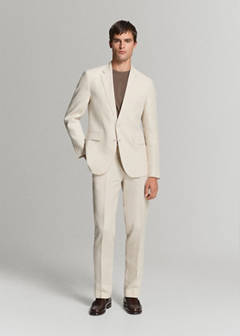 Amalfi 100% linen slim-fit suit jacket — Ecru 14