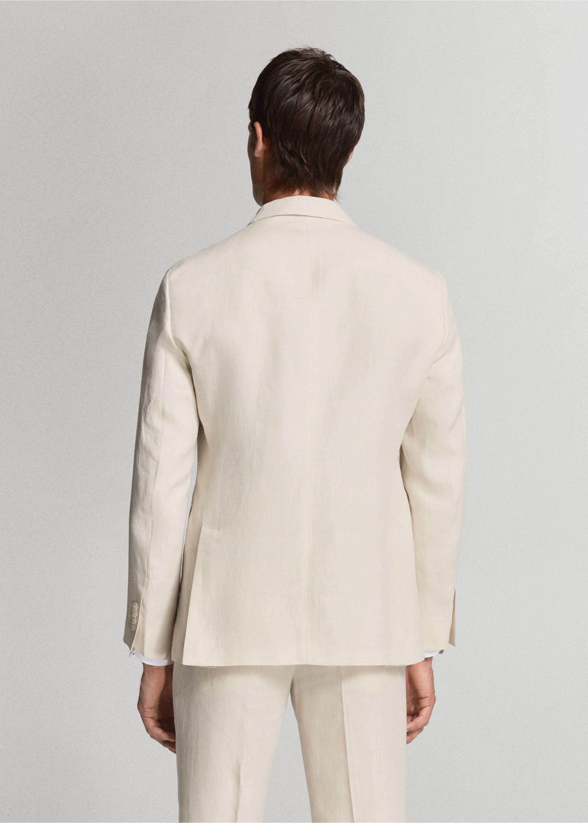 Veste costume Amalfi 100 % lin slim-fit - Verso de l’article, Écru. Ref: 37081389-01.