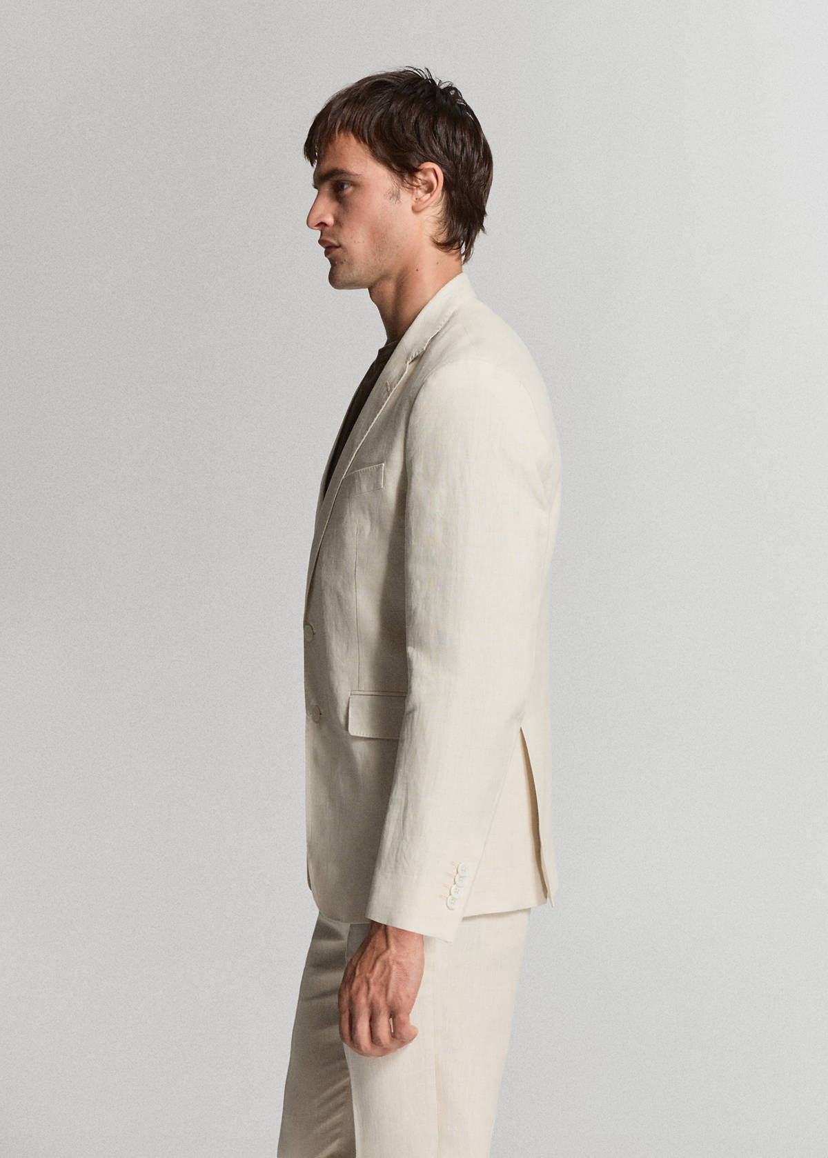 Amalfi 100% linen slim-fit suit jacket — Ecru