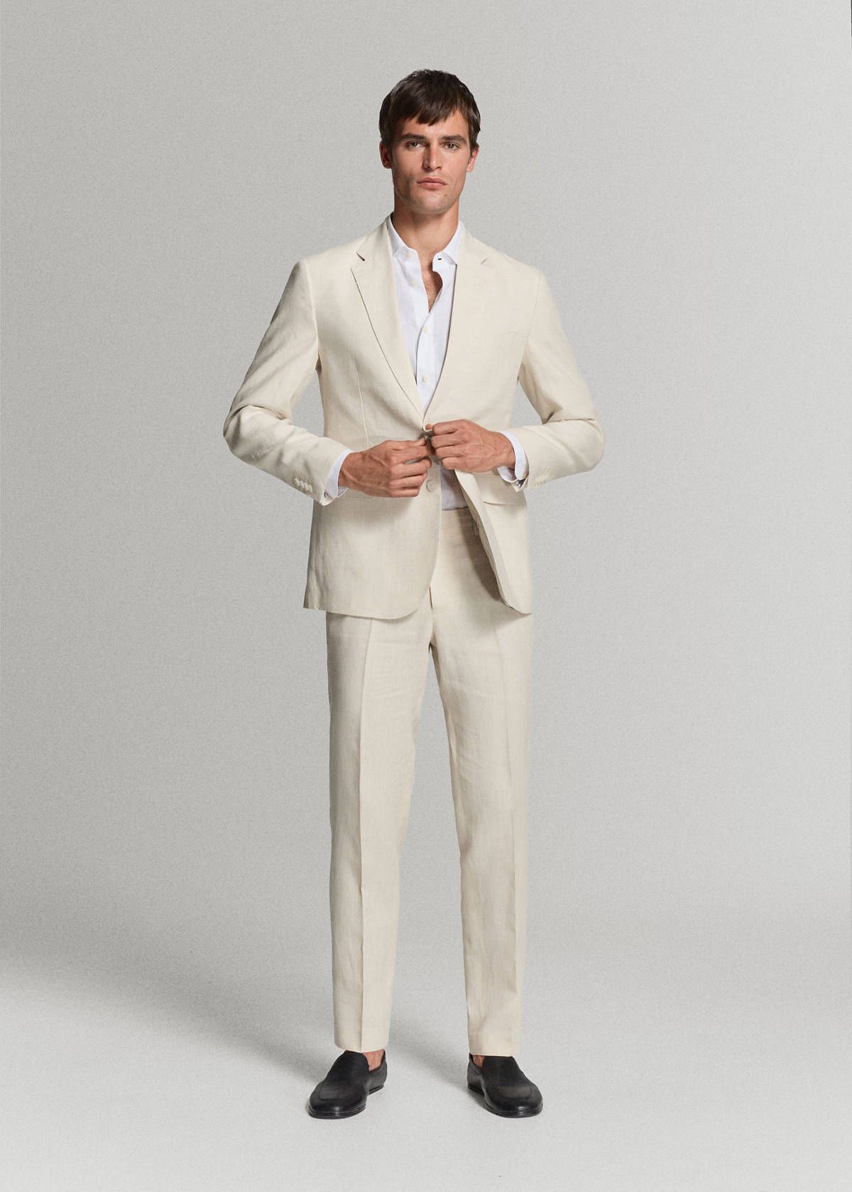Amalfi 100% linen slim-fit suit jacket — Ecru