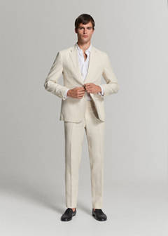 Amalfi 100% linen slim-fit suit jacket — Ecru 19