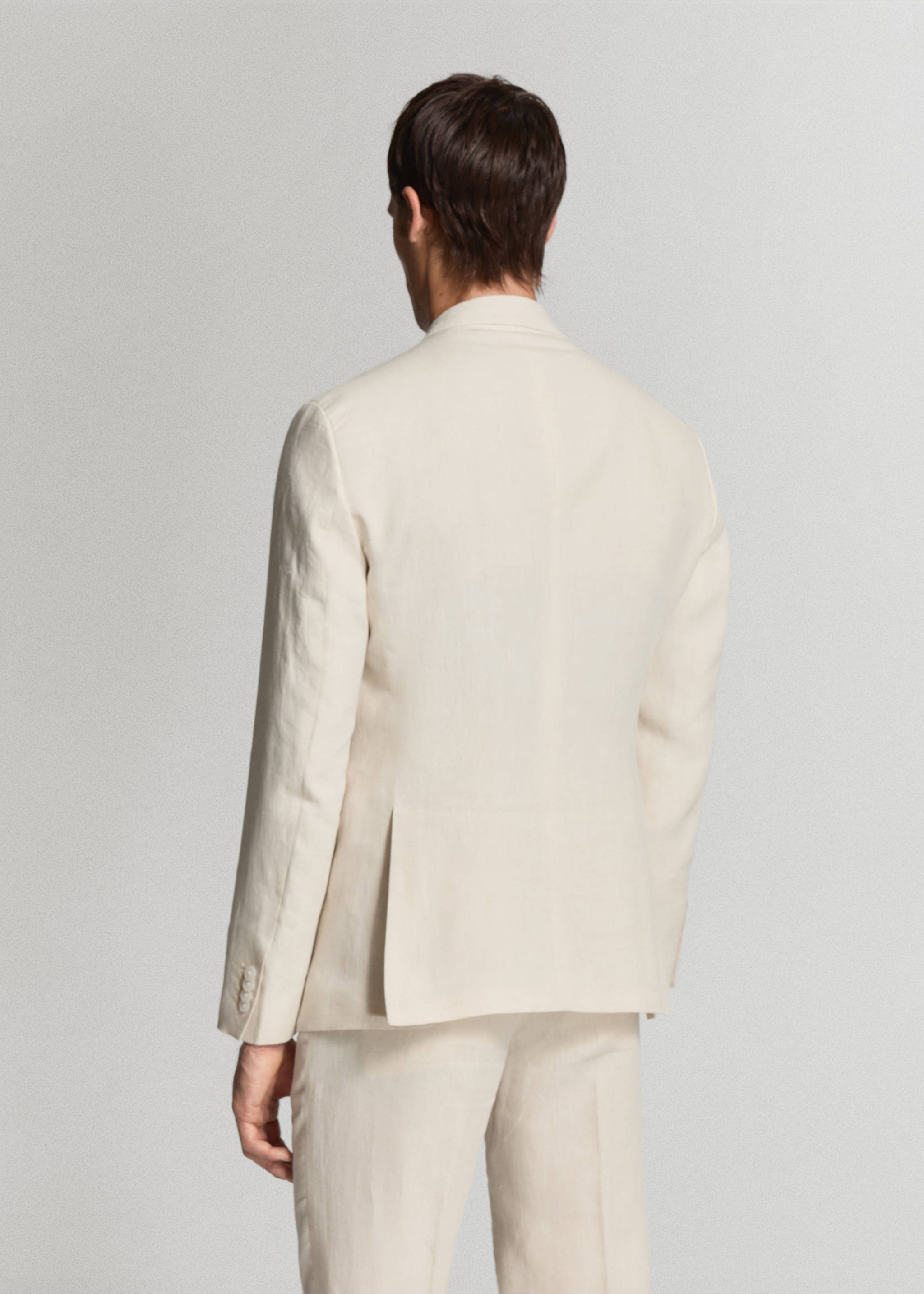Amalfi 100% linen slim-fit suit jacket - Reverse of the article, Ecru. Ref: 37081389-02.