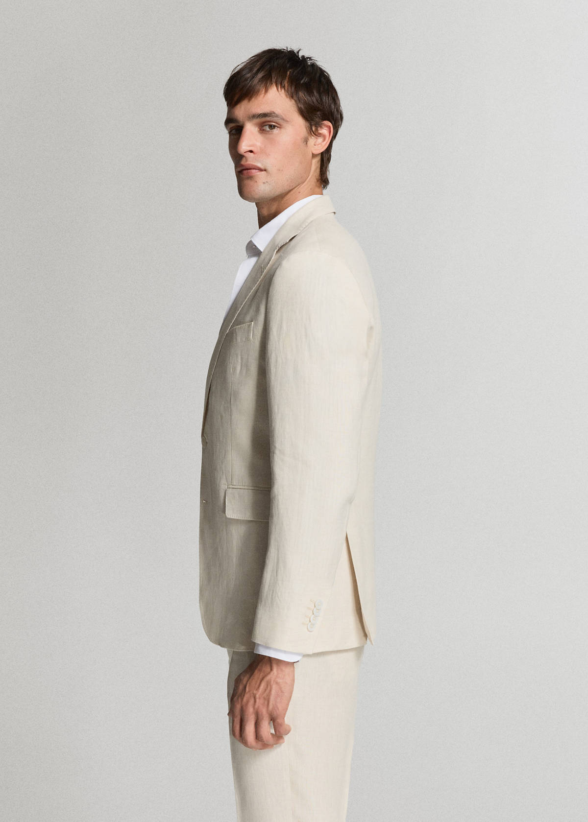 Amalfi 100% linen slim-fit suit jacket — Ecru