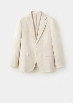 Amalfi 100% linen slim-fit suit jacket — Ecru 9
