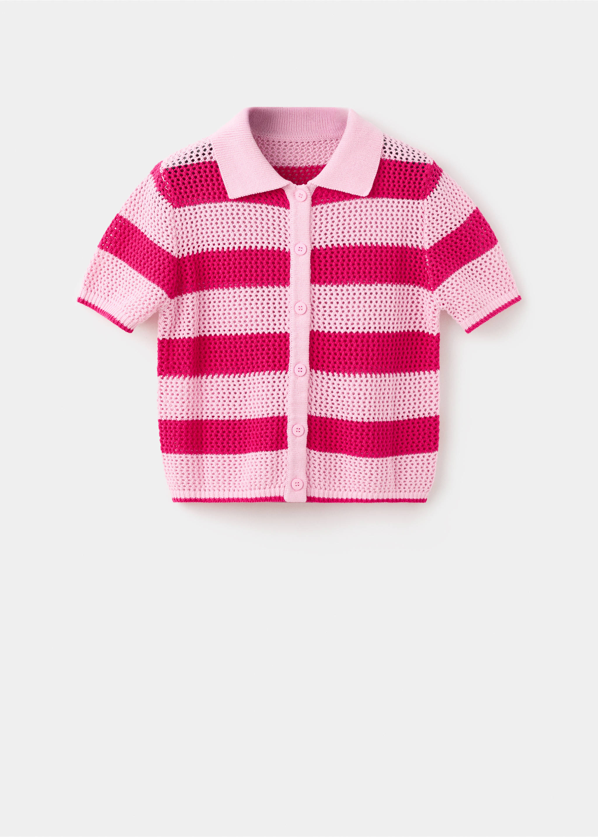 Striped openwork knitted cardigan - Article without model, Pink. Ref: 37081390-00.