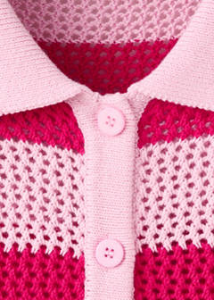 Striped openwork knitted cardigan — Pink 8