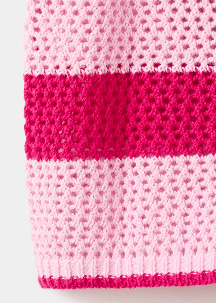 Striped openwork knitted cardigan — Pink