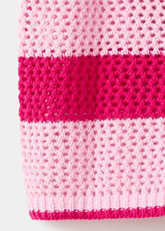 Striped openwork knitted cardigan — Pink 9
