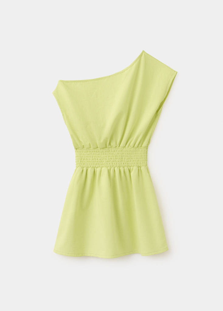 Ruched bardot dress — Lime