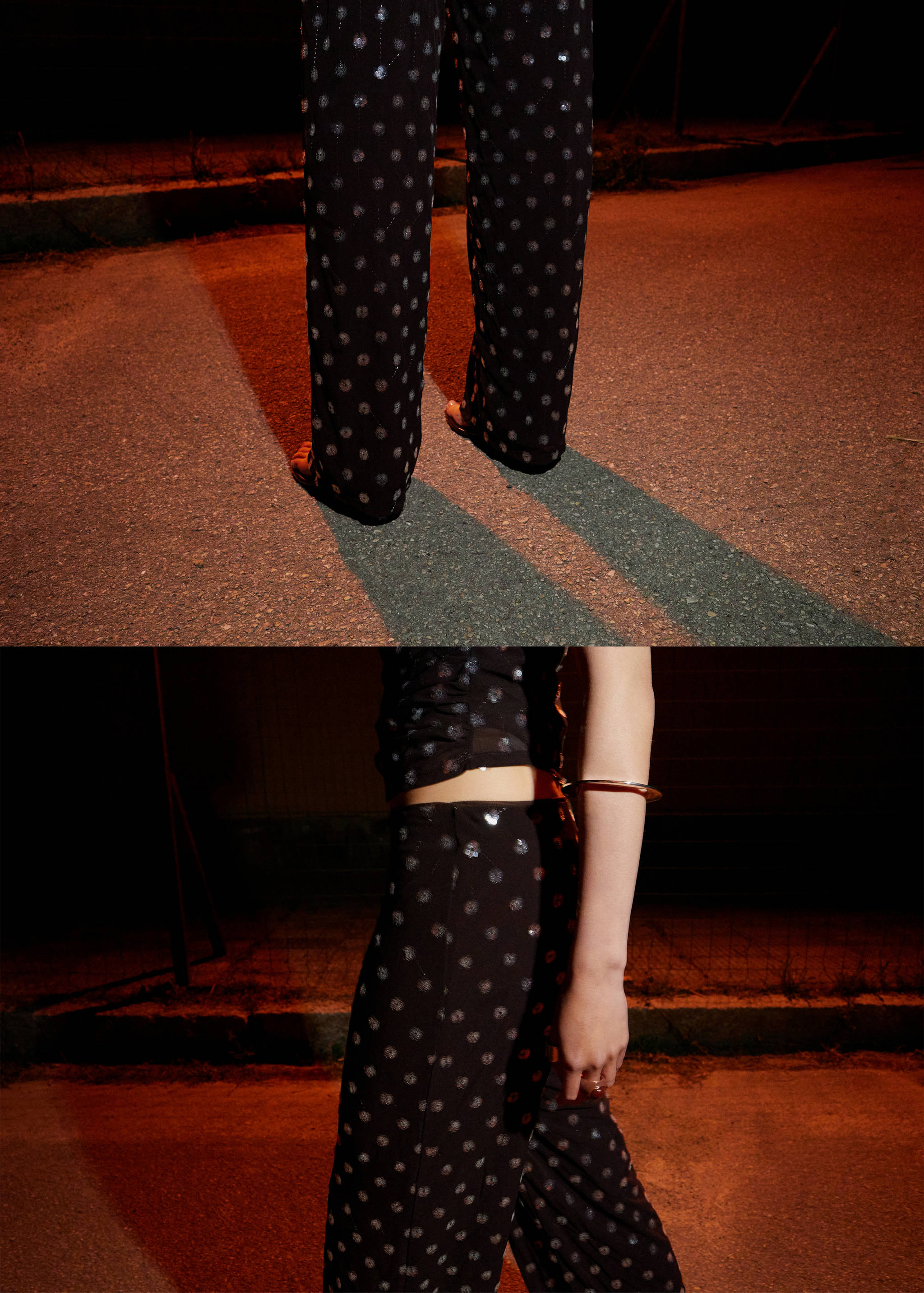 Straight-leg trousers with sequins - Details of the article 2