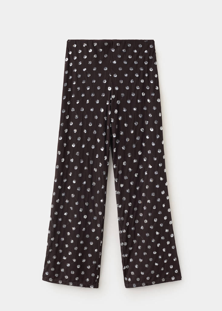 Straight-leg trousers with sequins — Chocolate