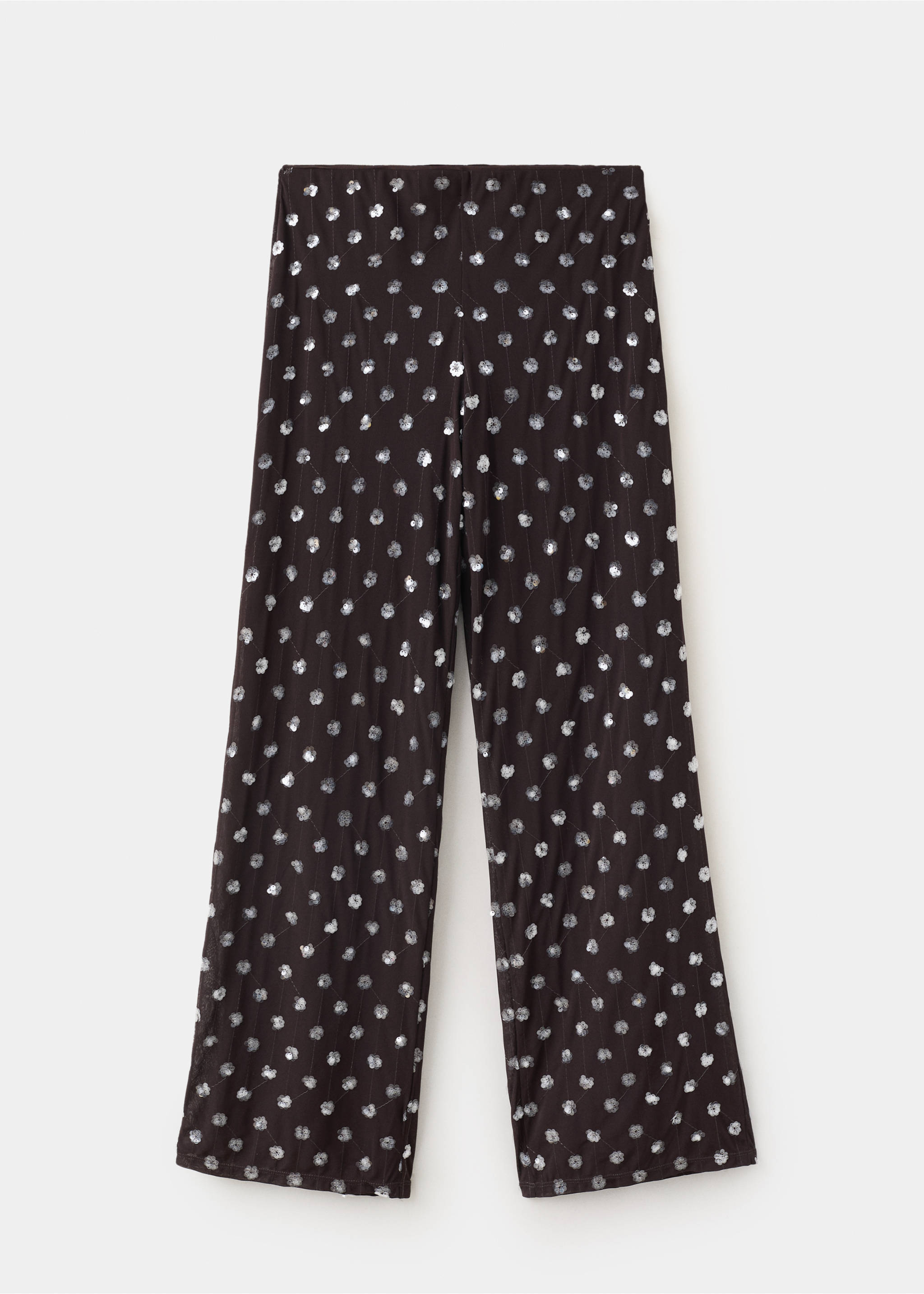 Straight-leg trousers with sequins - Article without model, Chocolate. Ref: 37081392-00.
