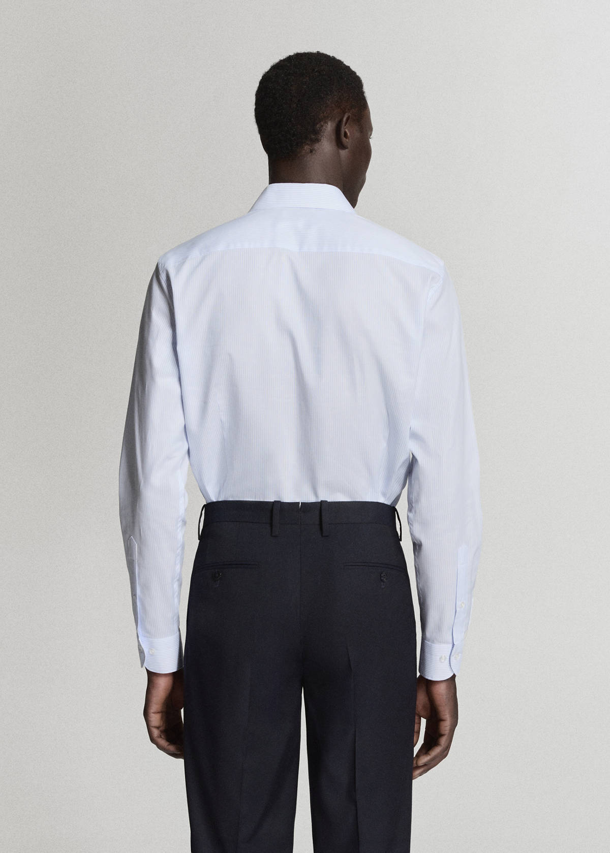 Slim fit 100% cotton striped formal shirt — Sky Blue