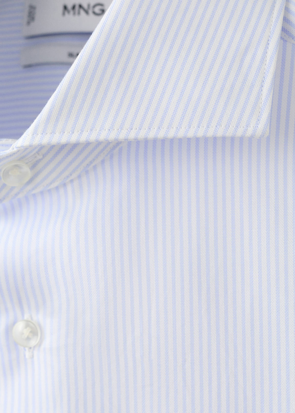 Slim fit 100% cotton striped formal shirt — Sky Blue
