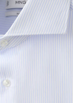Slim fit 100% cotton striped formal shirt — Sky Blue 7