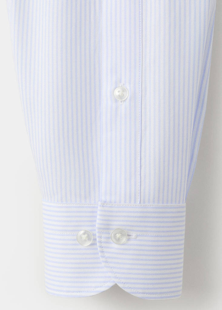 Slim fit 100% cotton striped formal shirt — Sky Blue