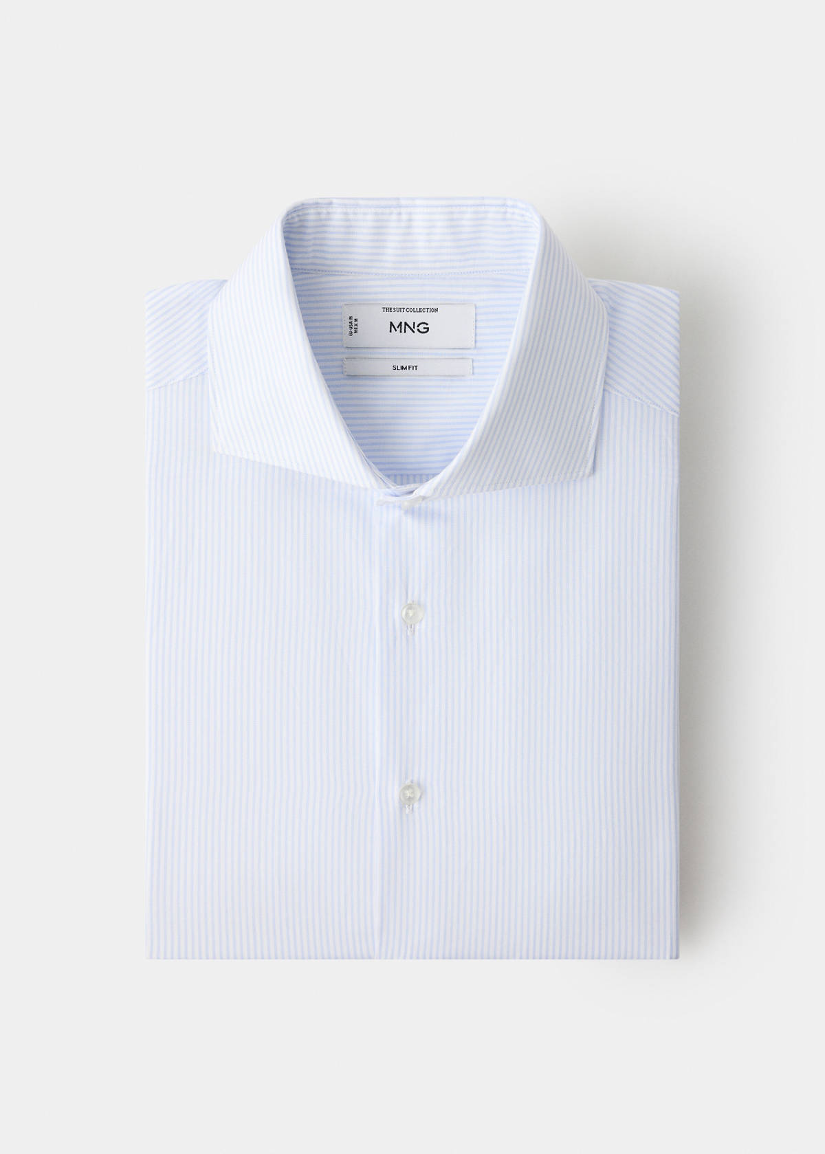 Slim fit 100% cotton striped formal shirt — Sky Blue
