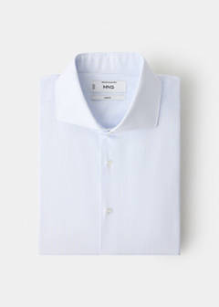 Slim fit 100% cotton striped formal shirt — Sky Blue 9