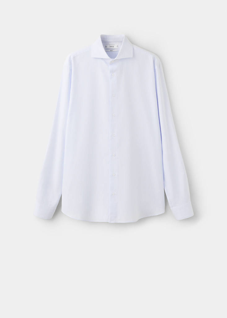 Slim fit 100% cotton striped formal shirt — Sky Blue