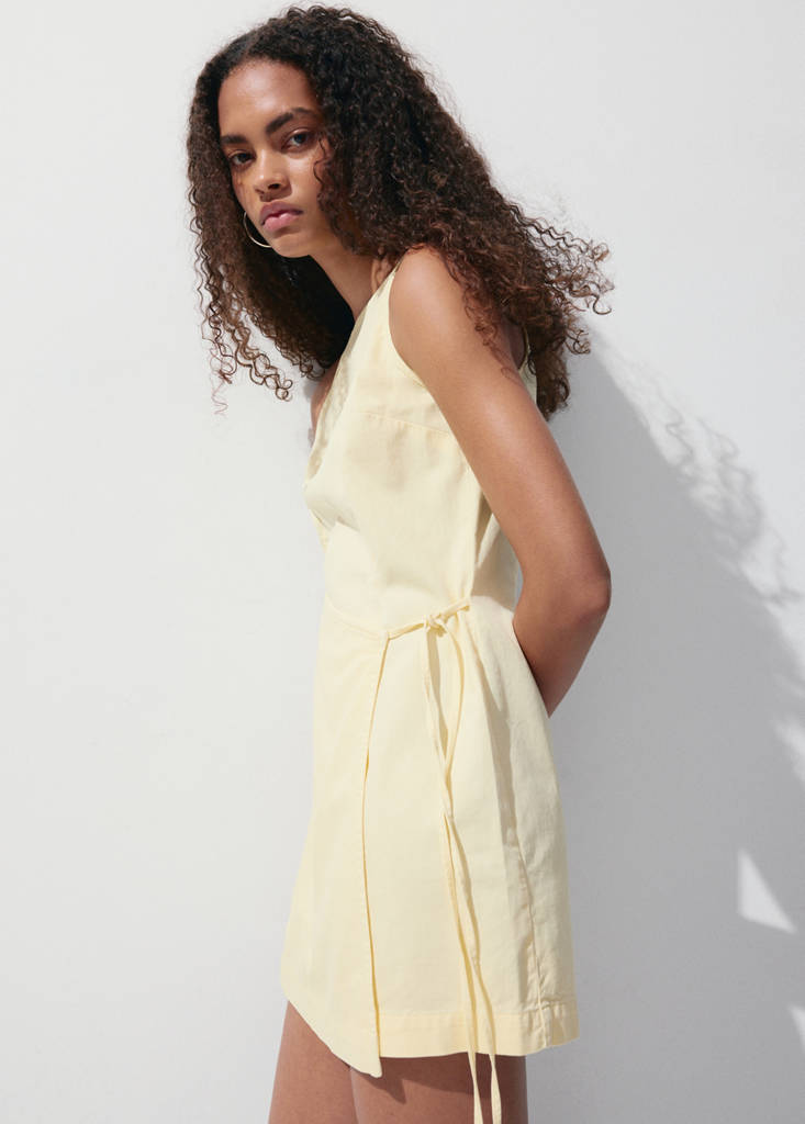 Strappy dress with tie detail — Pastel Yellow