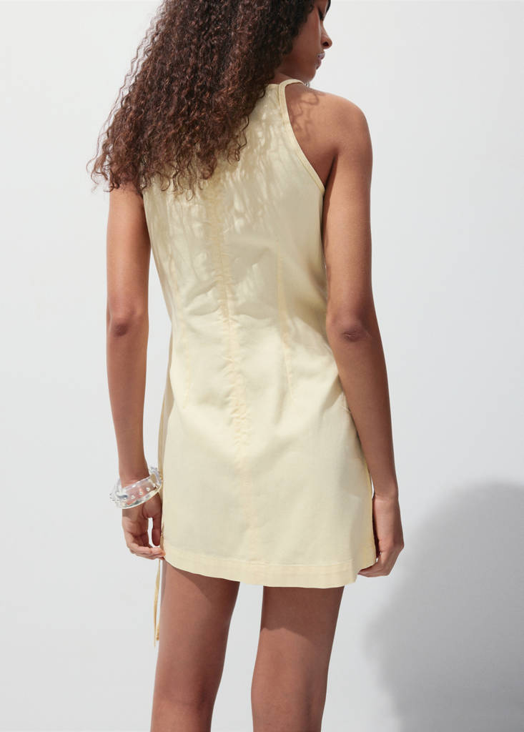 Strappy dress with tie detail — Pastel Yellow