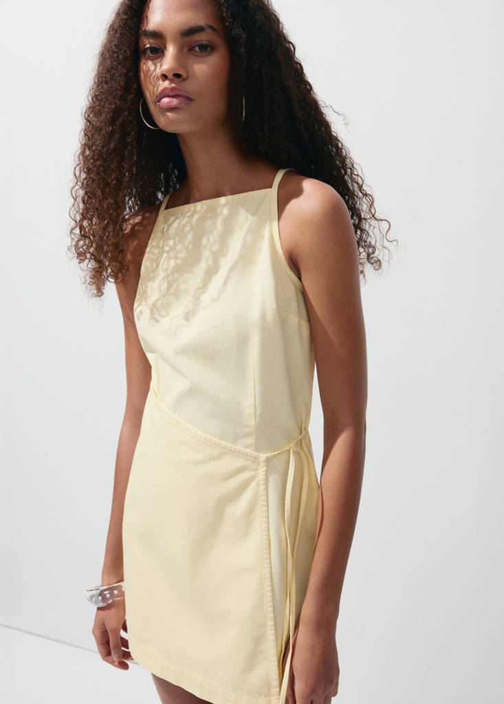 Strappy dress with tie detail — Pastel Yellow