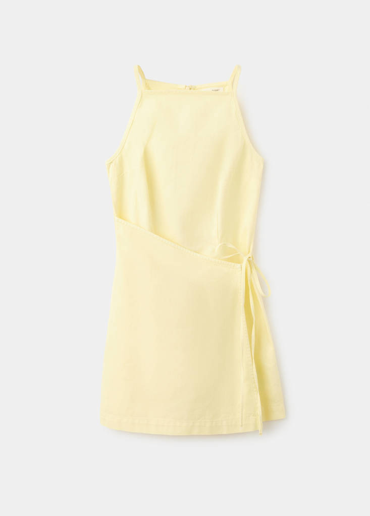 Strappy dress with tie detail — Pastel Yellow