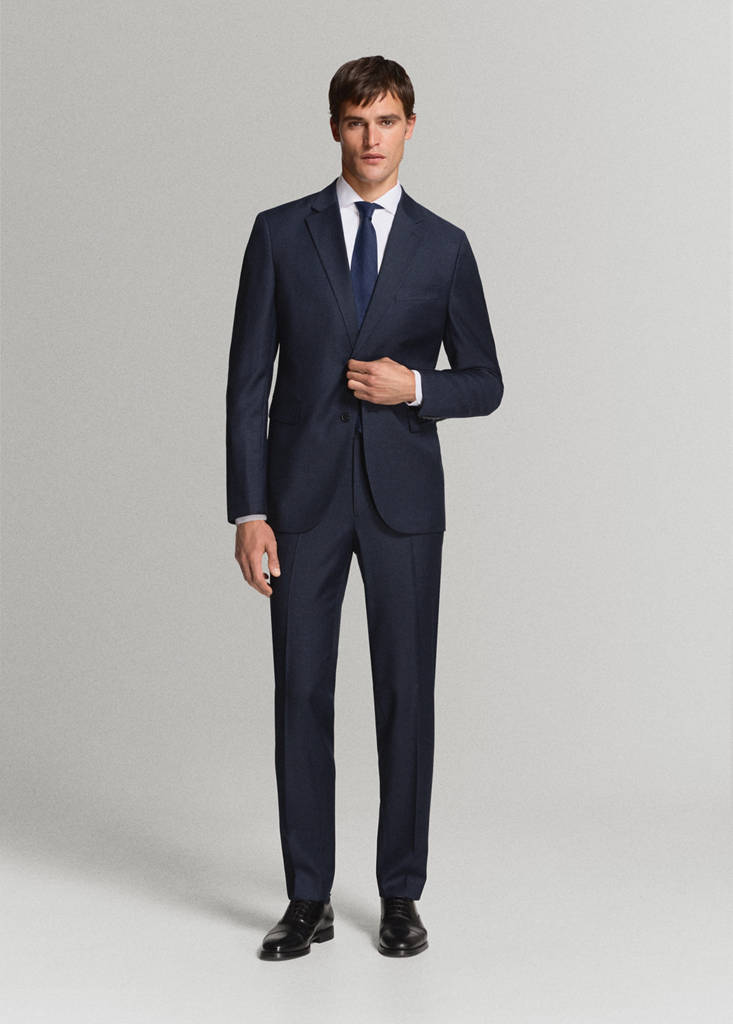 Turin 100% virgin wool suit jacket — Dark Navy