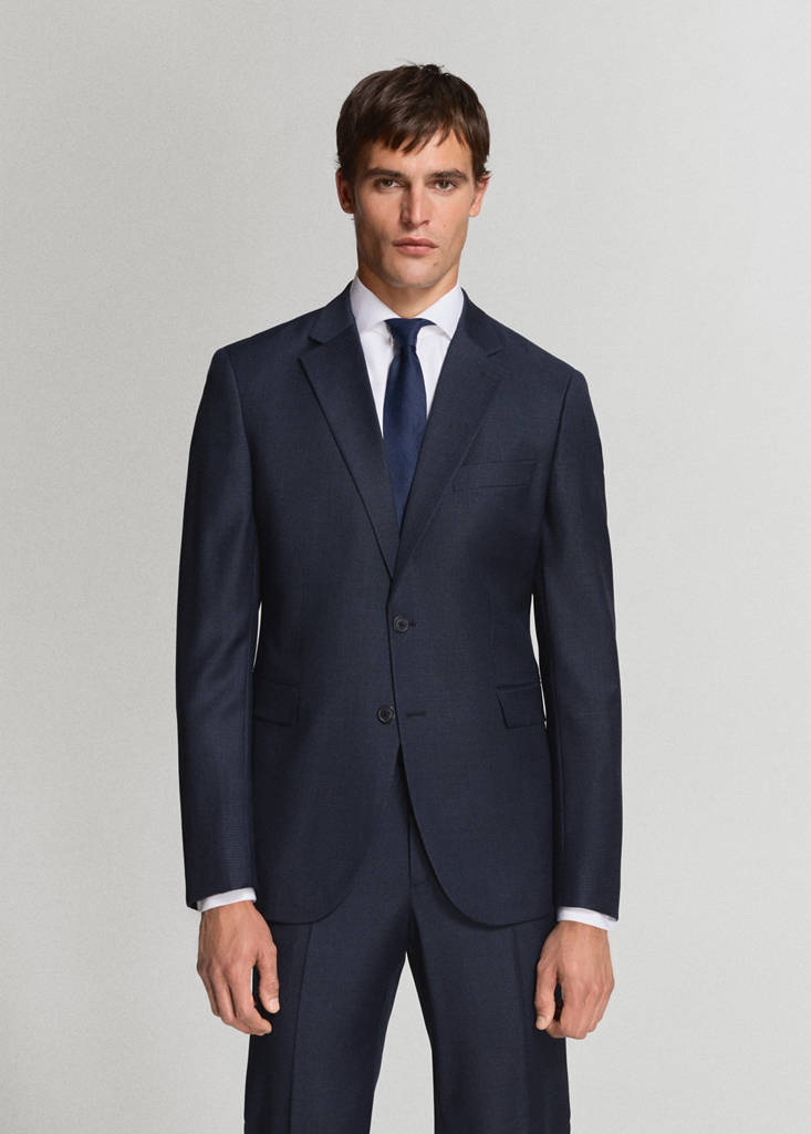 Turin 100% virgin wool suit jacket — Dark Navy