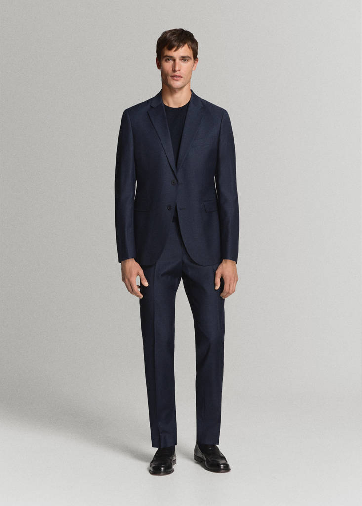 Turin 100% virgin wool suit jacket — Dark Navy