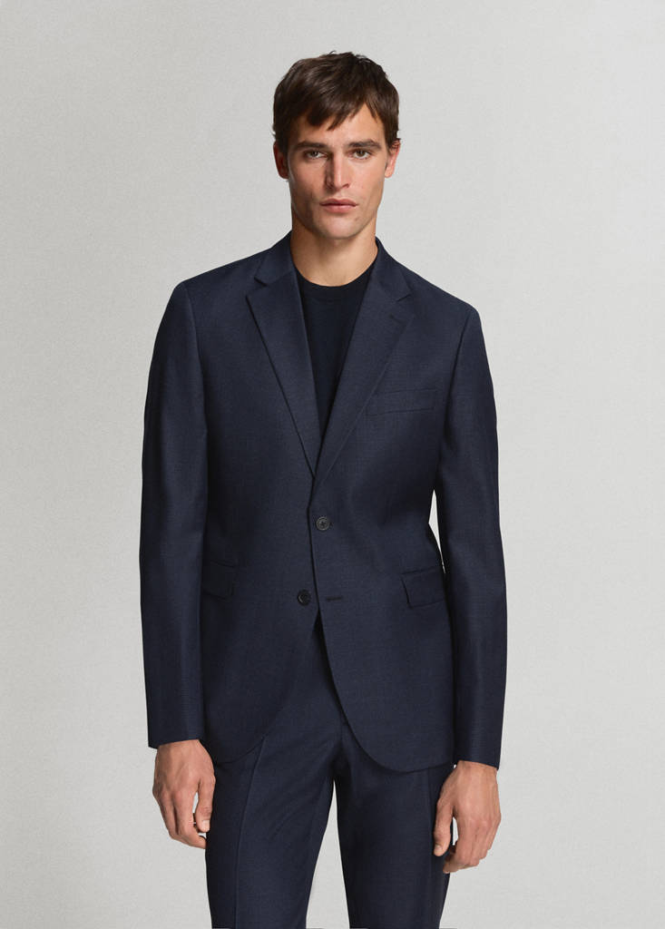 Turin 100% virgin wool suit jacket — Dark Navy
