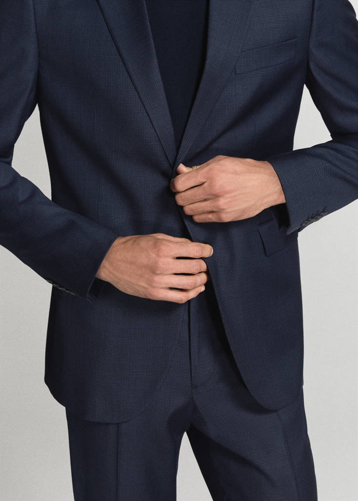 Turin 100% virgin wool suit jacket — Dark Navy