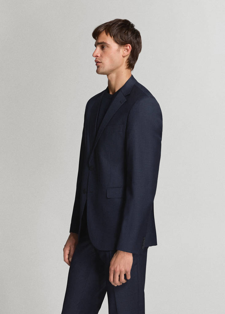 Turin 100% virgin wool suit jacket — Dark Navy