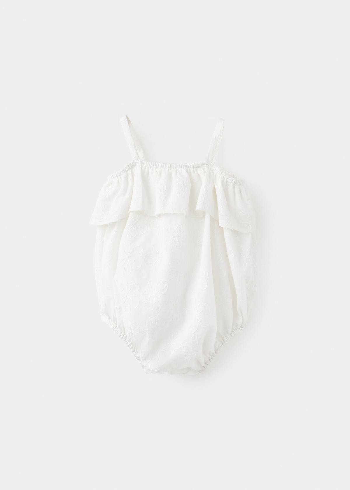Embroidered details romper — Off White