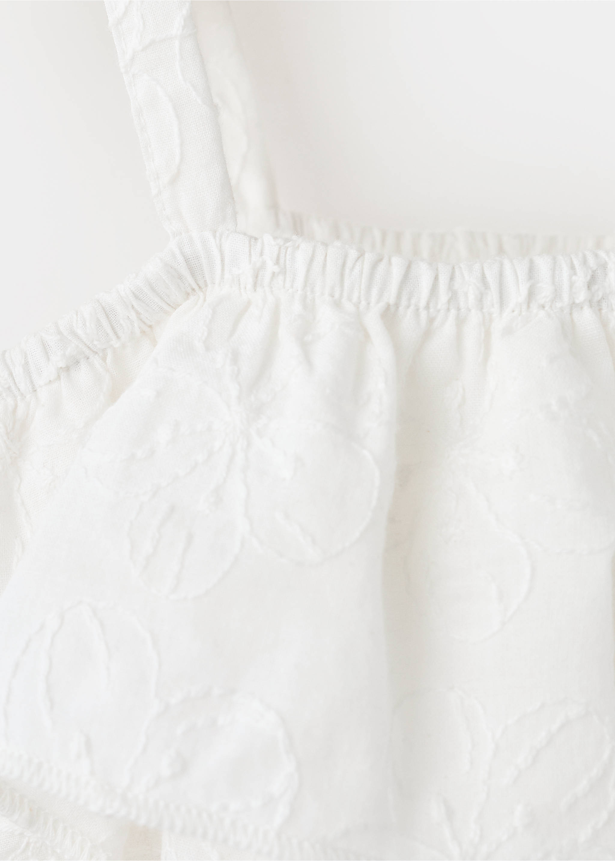 Embroidered details romper - Details of the article 8, Off White. Ref: 37081403-00.