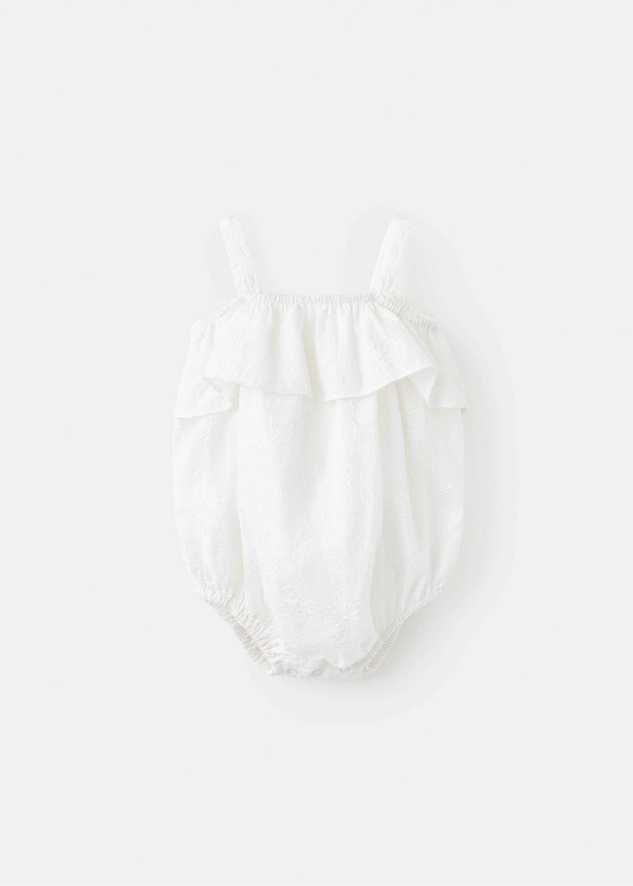 Embroidered details romper - Article without model, Off White. Ref: 37081403-00.