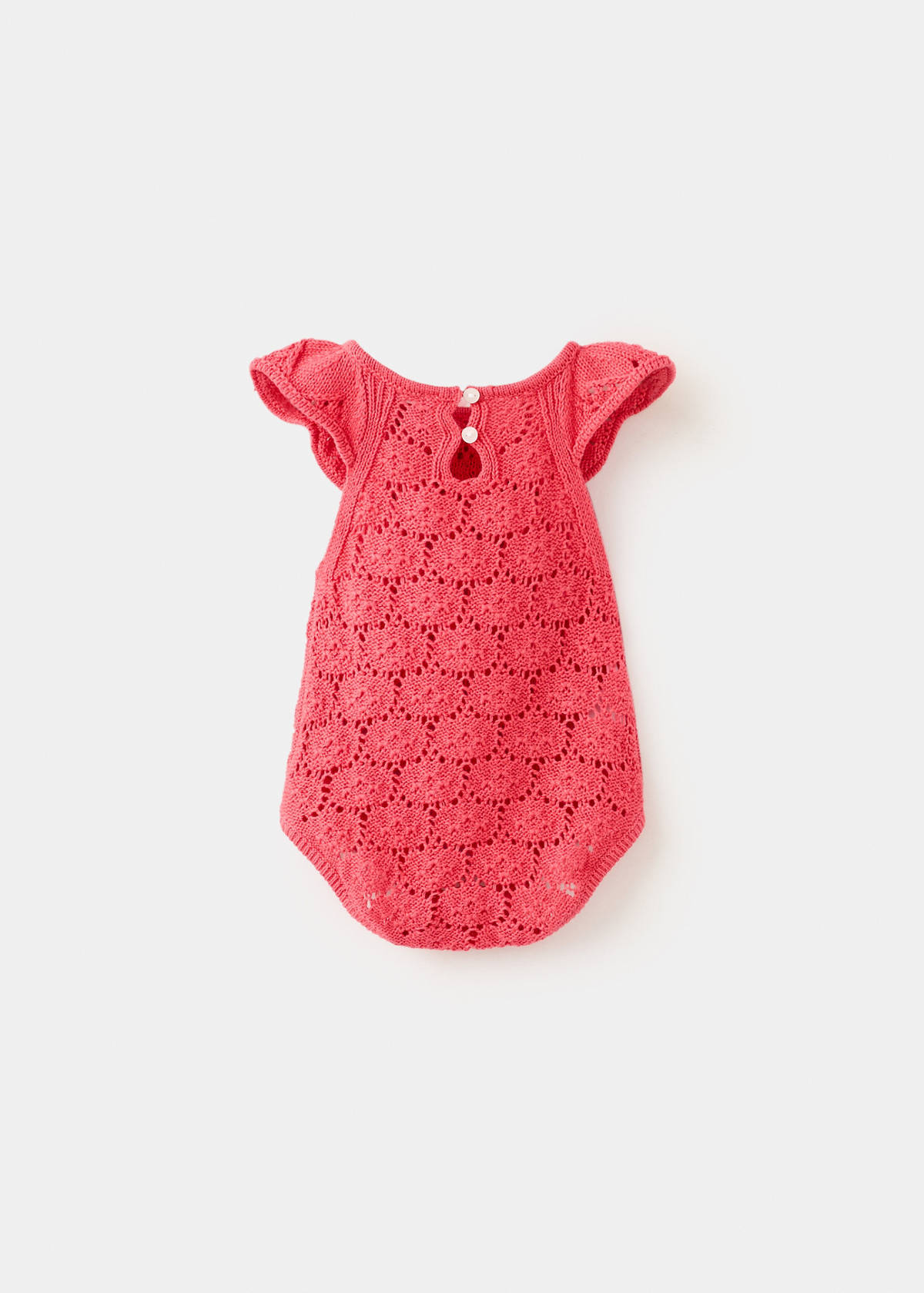 Crochet romper with frills — Fuchsia