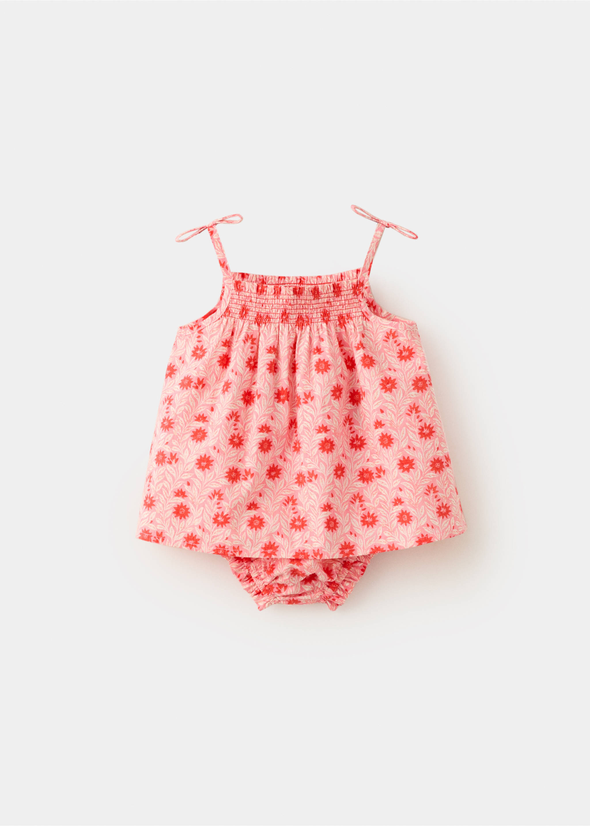 Cotton dress and romper with floral print - Reverse of the article, Pink. Ref: 37081407-00.