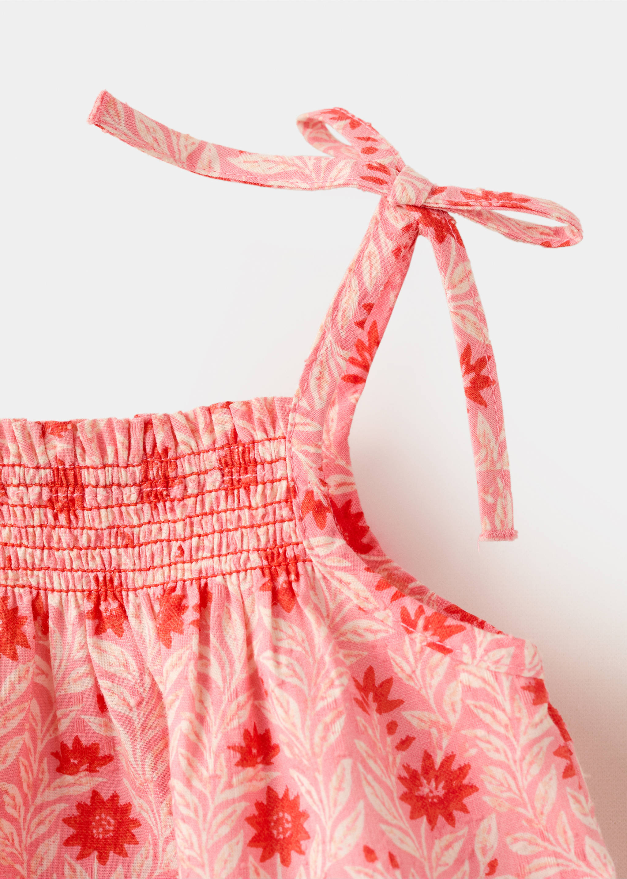 Cotton dress and romper with floral print - Details of the article 8, Pink. Ref: 37081407-00.