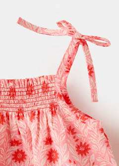 Cotton dress and romper with floral print — Pink 2