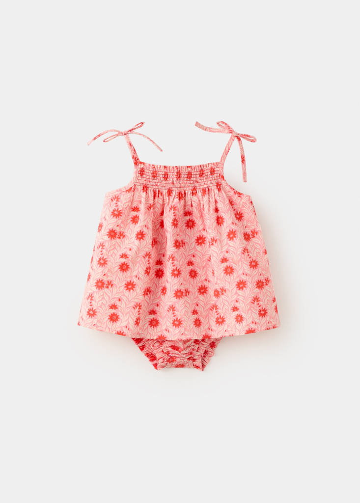Cotton dress and romper with floral print - thumbnail 2