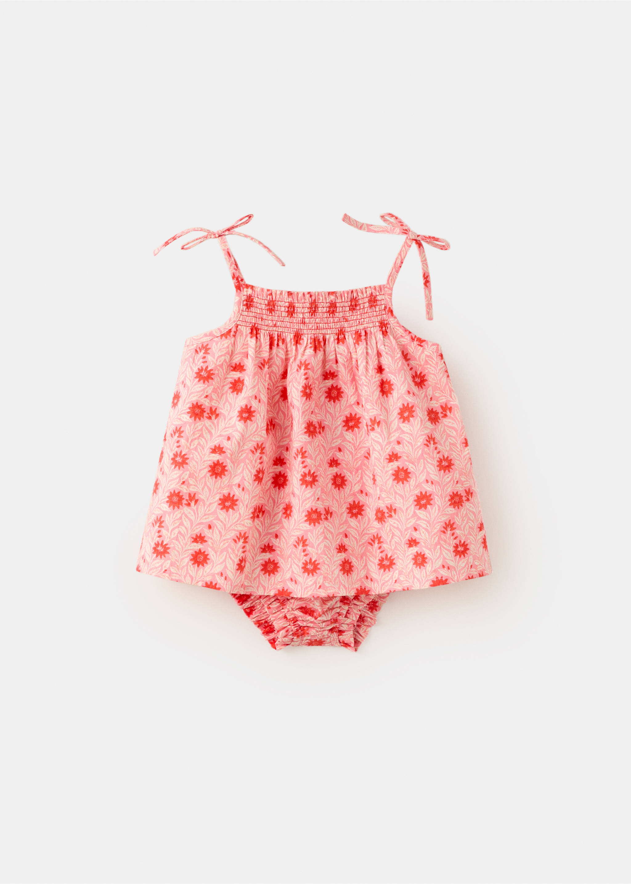 Cotton dress and romper with floral print - Article without model, Pink. Ref: 37081407-00.