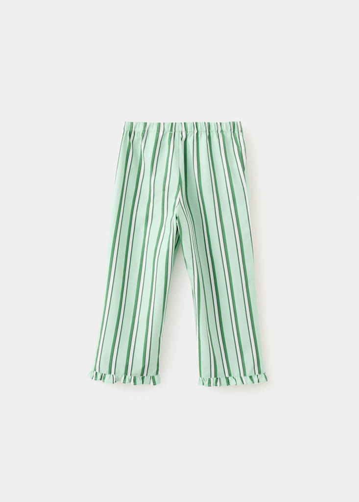 Striped trousers with flounces — Green