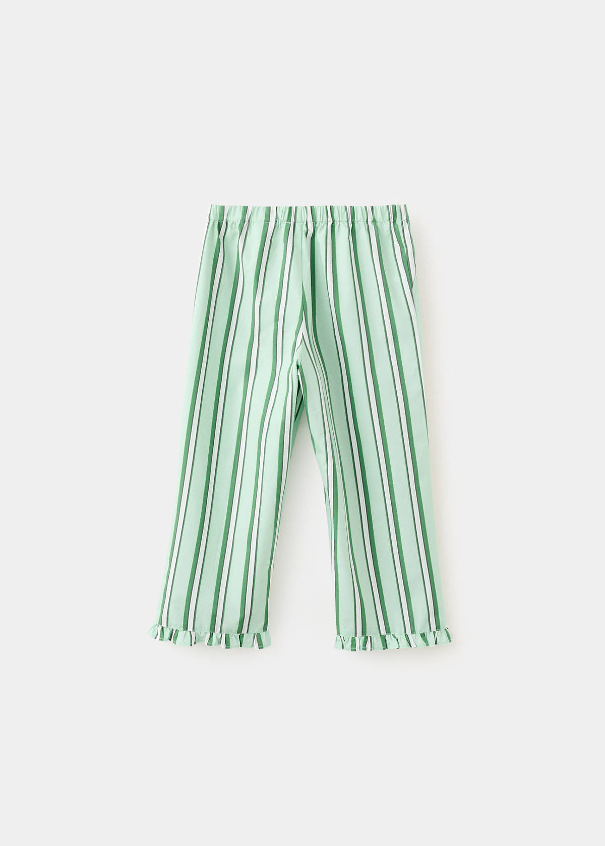 Striped trousers with flounces — Green