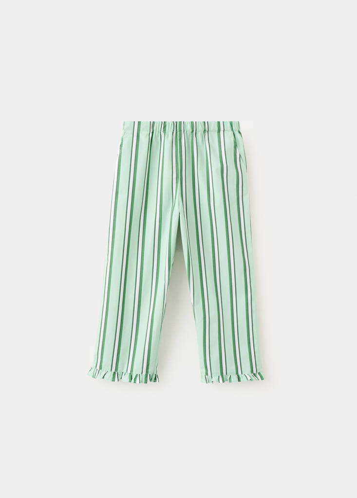 Striped trousers with flounces — Green