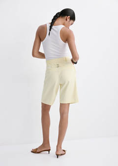 Denim Bermuda shorts with buckle detail — Pastel Yellow 3