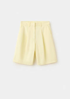 Denim Bermuda shorts with buckle detail — Pastel Yellow 5