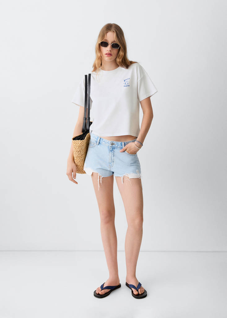 Printed cotton-blend t-shirt — Off White