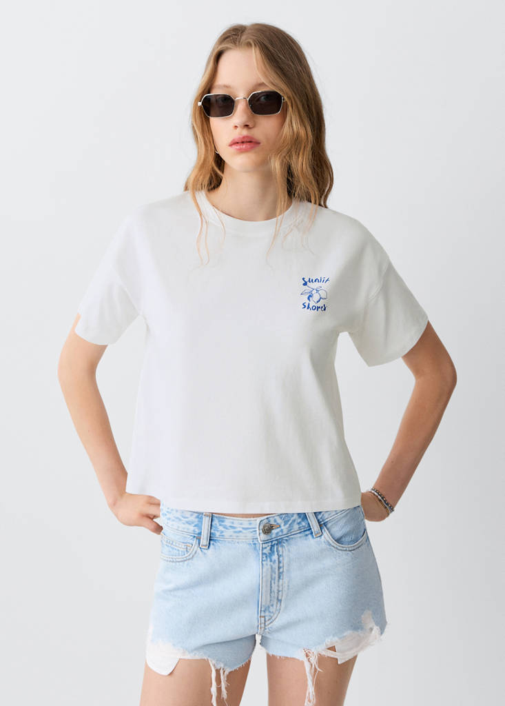 Printed cotton-blend t-shirt — Off White